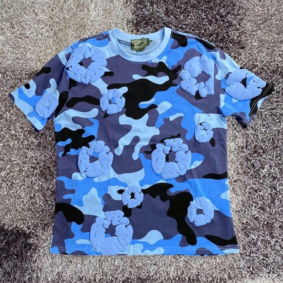 Men's Blue Camouflage Short Sleeve Tee - Picture 1 of 3